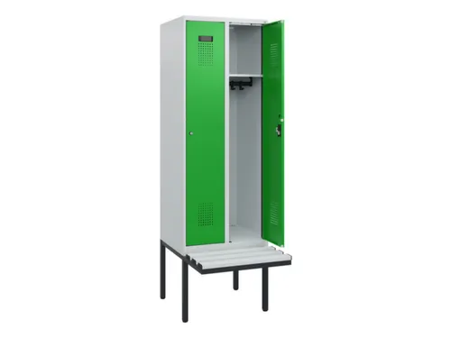 locker met bank,HxBxD 1950x600x815mm,2vak,vak B 300mm,cilinderslot