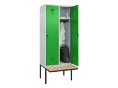 locker met bank,HxBxD 2120x800x815mm,2vak,vak B 400mm,draaigrendel