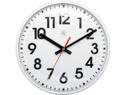 wandklok NXT diam. 26cm kunststof wit, witte wijzerplaat cijfers