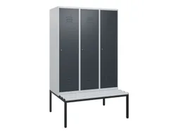 locker met bank,HxBxD 1950x1200x815mm,3vak,vak B 400mm,cil.-slot