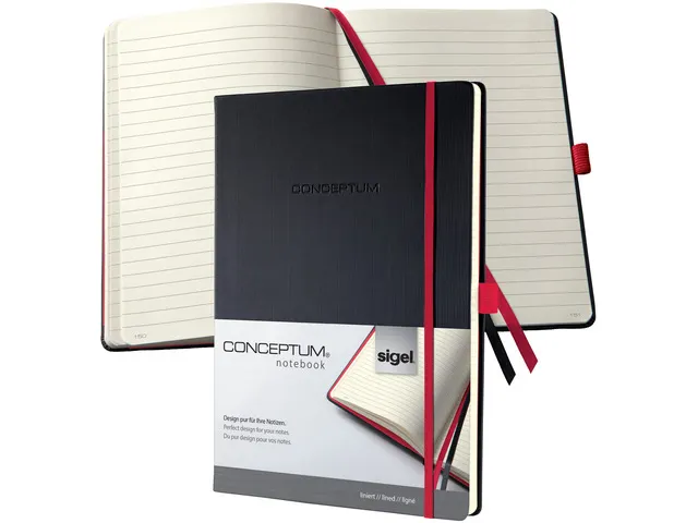 Notitieboek Conceptum RED Edition A4 zwart gelinieerd hardcover. Genum