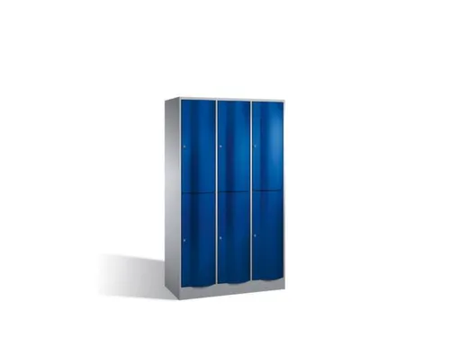 lockerkast,HxBxD 1950x1150x540mm,3x2vakken,romp RAL7035,front RAL5010