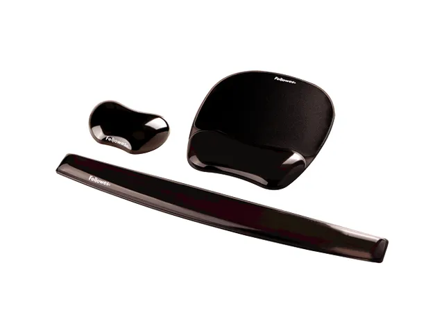 Muismat met polssteun Fellowes Crystals gel transparant zwart