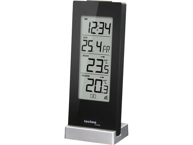 Weerstation Technoline WS 9767 64x165x45mm hoogglans zwart/zilver met
