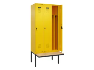 locker met bank,voor scheiding van kleding,HxBxD 2120x900x815mm,3vak - 1