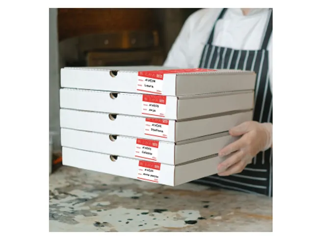 Etiket Avery sluitzegel met breukindicatie rood 40x95mm 250 stuks