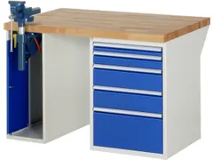 werkbank,HxBxD 890x1250x900mm,beukblad,draagverm. 750kg,2containers