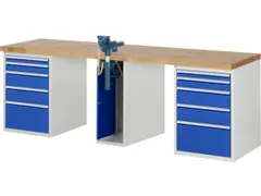 werkbank,HxBxD 890x2500x700mm,beukblad,draagverm. 750kg,3containers