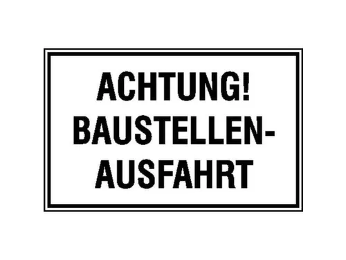 aanwijzingsbord,Let op! Uitrit bouwplaats,aluminium gemerkt,gemoffeld