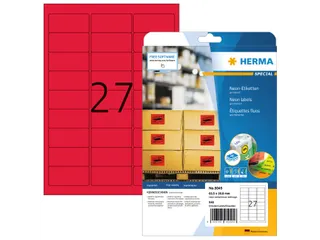 HERMA 5045 Gekleurde etiketten A4 63,5x29,6mm Neon Rood 540 stuks - 1
