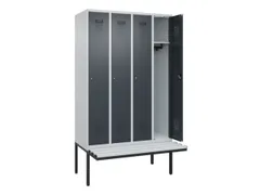 locker met bank,HxBxD 2120x1200x815mm,4vak,vak B 300mm,cilinderslot