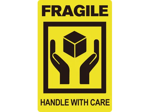 Etiket Geel Zwart Fragile Handle With Care 50.8x76.2mm Rol 200 Stuks