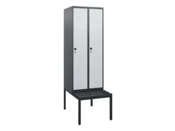 locker met bank,HxBxD 1950x600x815mm,2vak,vak B 300mm,draaigrendel
