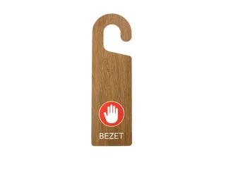 Kunststof deurhanger 250x75mm Vrij - Bezet Houtlook 10 stuks - 3