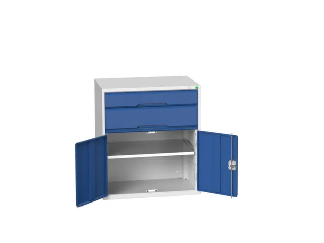 ladekast HxBxD 900x800x550mm 2laden 2deuren RAL7035 front RAL5010