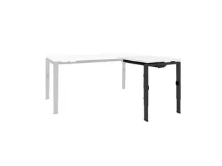Bureau Linesto N4 aanbouwtafel 80x60cm krijtwit 25mm zwart - 1