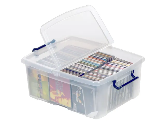Boîte de rangement Couvercle double accès 24L transparent