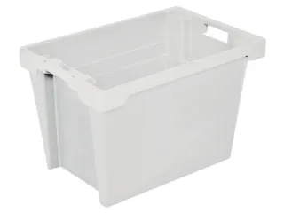 Euronorm Draaistapelbak 400x600x400mm Wit Wand/bodem Gesloten 70l - 1