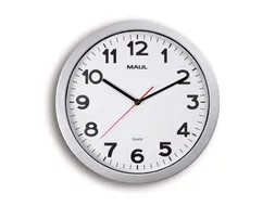 Wandklok MAULstep Quartz Ø35x5cm kunststof zilver/wit incl. batterij