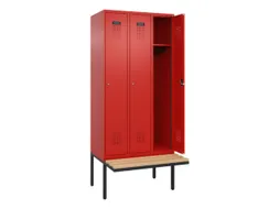 locker met bank,HxBxD 2120x900x815mm,3vak,vak B 300mm,cilinderslot