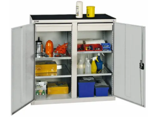 Draaideurkast Hxbxd 1000x1000x500mm 2laden 4legborden Ral7035