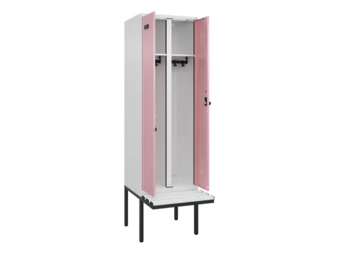 locker met bank,voor scheiding van kleding,HxBxD 2120x600x815mm,2vak
