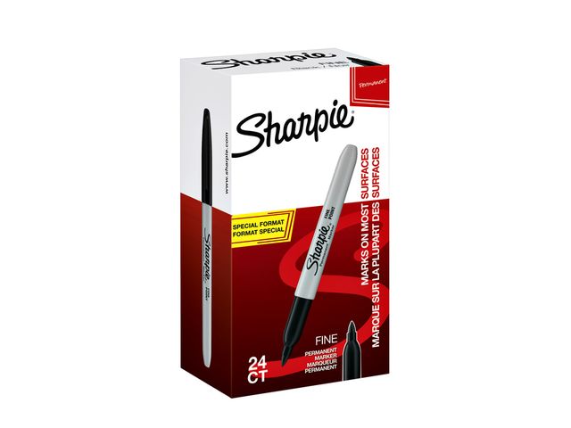 Viltstift Sharpie Fijne punt rond 0.9mm Zwart valuepack 20+4 gratis | ViltstiftenShop.nl
