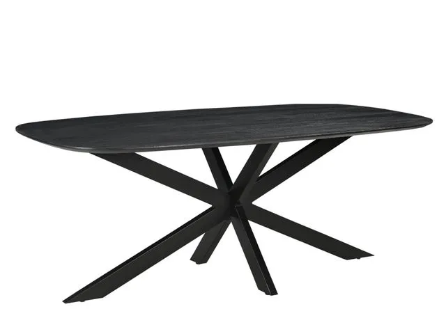 Vergadertafel Harper Deens Ovaal 240x100cm Zwart blad met Spinpoot