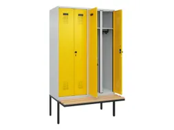 locker met bank,voor scheiding van kleding,HxBxD 2120x1200x815mm,4vak