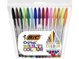 Balpen Bic Cristal large multicolour assorti etui à 15 stuks