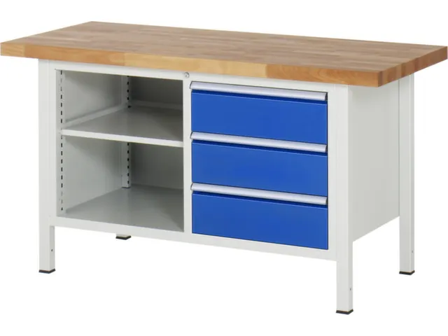 werkbank,HxBxD 840-1040x1500x700mm,beukblad,draagverm. 1250kg,4voeten