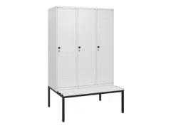 locker met bank,HxBxD 1950x1200x815mm,3vak,vak B 400mm,draaigrendel