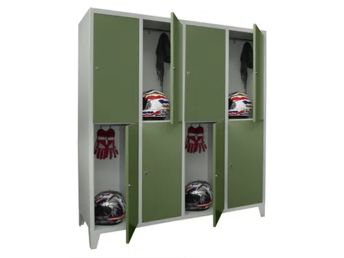 lockerkast,HxBxD 1850x1600x500mm,4x2vakken,RAL7035,front RAL6011