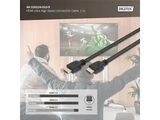 HDMI Ultra High Speed-aansluitkabel Type A M/M 1m met Ethernet UHD 8K - 2