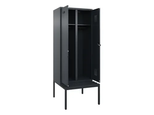 locker met bank,voor scheiding van kleding,HxBxD 2120x800x815mm,2vak