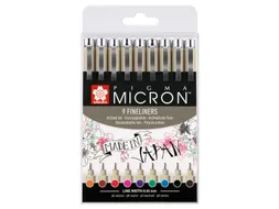 Fineliner Sakura Pigma Micron 05 0.45mm set à 9 kleuren