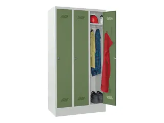 locker,HxBxD 1850x900x500mm,3vak,vak B 300mm,RAL7035,front RAL6011 - 3