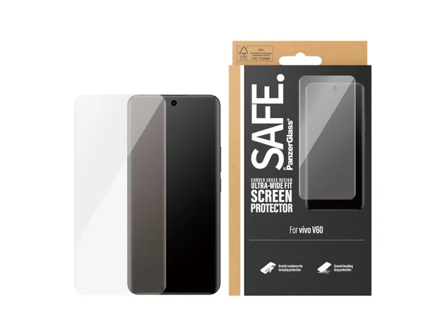 PanzerGlass SAFE. by Screen Protector Vivo V60 | Ultra-Wide Fit, VI