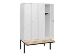 locker met bank,HxBxD 1950x1200x815mm,4vak,vak B 300mm,cil.-slot - 2