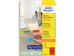 Gekleurde Etiketten Avery Zweckform 63,5x33,9mm Rood 480 stuks