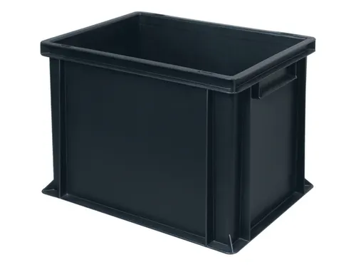 ESD-stapelbak,HxLxB 320x400x300mm,31l,PP,zwart,Wanden gesloten
