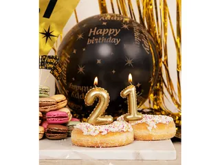 Verjaardagskaars cijfer 0 Folieballon Goud 10cm - 3