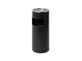 Afvalbak Rond Zwart Met Asbak 60cm - 1