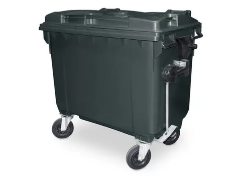 Vuilcontainers,660l,romp HDPE grijs,HxBxD 1165x1265x775mm,4zwenkwielen