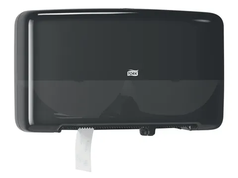 Tork 555508 T2 Twin Mini Jumbo Toiletpapier Dispenser Elevation Zwart