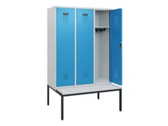 locker met bank,HxBxD 1950x1200x815mm,3vak,vak B 400mm,cilinderslot