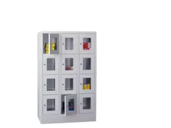 lockerkast,HxBxD 1518x900x500mm,3x4vakken,RAL7035,front RAL5012