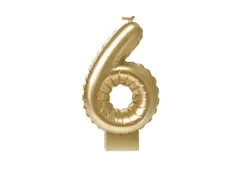 Verjaardagskaars cijfer 6 Folieballon Goud 10cm