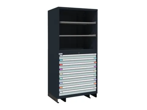 combikast,HxBxD 2100x805x695mm,9lade(n),key lock,2xStalen bodem