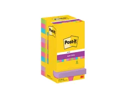 Memoblok Post-it 654 Super Sticky 76x76mm 90 vel rainbow 12 stuks